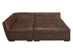 Canapé D'angle Convertible En Microfibre Vieillie ROMANE - Marron Vintage - Angle Gauche -Accueil-Canapé canape 319117