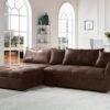 Canapé D'angle Convertible En Microfibre Vieillie ROMANE - Marron Vintage - Angle Gauche