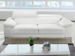 Canapé 2 Places En Cuir SOLANGE - Blanc -Accueil-Canapé canape 326367