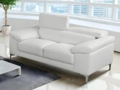 Canapé 2 Places En Cuir SOLANGE - Blanc