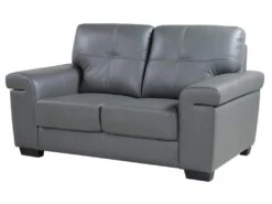 Canapé 2 Places En Cuir HAZEL - Gris -Accueil-Canapé canape 328555