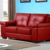 Canapé 2 Places En Cuir HAZEL - Rouge -Accueil-Canapé canape 331727