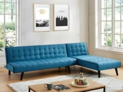 Canapé Modulable Convertible BAYOU En Tissu - Bleu Et Passepoil Noir -Accueil-Canapé canape 346859