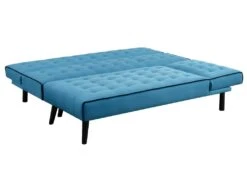 Canapé Modulable Convertible BAYOU En Tissu - Bleu Et Passepoil Noir -Accueil-Canapé canape 346861