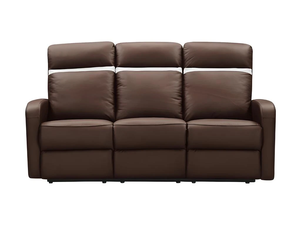 Canapé 3 Places Relax électrique En Cuir ABERDEEN - Marron Et Bande Ivoire 5 Canapé 3 Places Relax électrique En Cuir ABERDEEN - Marron Et Bande Ivoire – Image 3