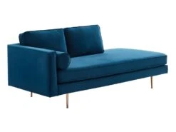 Méridienne Gauche En Velours KAHEL - Bleu Canard -Accueil-Canapé canape 367571