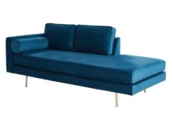 Méridienne Gauche En Velours KAHEL - Bleu Canard -Accueil-Canapé canape 367573