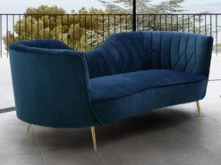 Canapé 3 Places En Velours ADELE - Bleu Nuit De Pascal Morabito