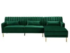 Canapé D'angle MEYREUIL En Velours - Vert Sapin - Angle Droit