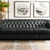 Canapé Chesterfield 4 Places BRENTON 100% Cuir De Buffle - Vert Empire -Accueil-Canapé canape 378527
