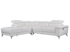 Canapé D'angle Relax électrique En Cuir PASCALINE - Ivoire - Angle Gauche -Accueil-Canapé canape 380387