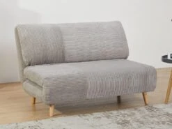 Canapé 2 Places Convertible En Velours Côtelé PALULA - Gris Clair -Accueil-Canapé canape 380777