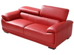 Canapé 3 Places En Cuir MACELO - Rouge -Accueil-Canapé canape 387613