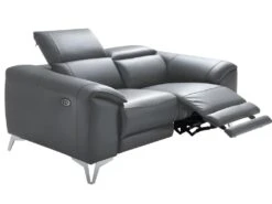 Canapé 2 Places Relax électrique En Cuir FRANSKA - Anthracite -Accueil-Canapé canape 389869