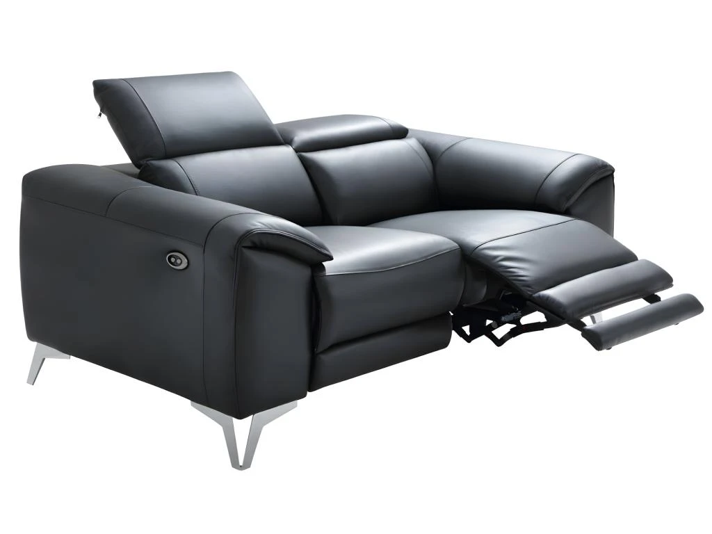 Canapé 2 Places Relax électrique En Cuir FRANSKA - Noir 6 Canapé 2 Places Relax électrique En Cuir FRANSKA - Noir – Image 4