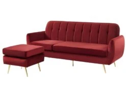 Canapé D'angle Réversible Et Modulable En Velours BLAYNE - Bordeaux -Accueil-Canapé canape 390491