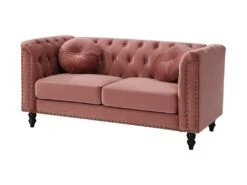 Canapé 2 Places En Velours TURNER - Vieux Rose -Accueil-Canapé canape 393135