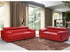 Canapé 2 Places En Cuir MACELO - Rouge
