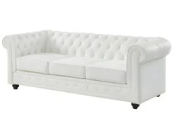 Canapé 3 Places En Cuir De Buffle CHESTERFIELD - Blanc -Accueil-Canapé canape 398843