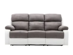 Canapé 3 Places Relax En Microfibre Et Simili TOLZANO - Gris Et Blanc -Accueil-Canapé canape 399977