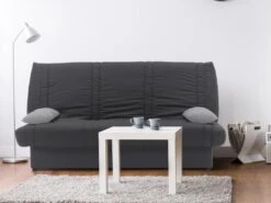 Canapé Convertible Clic-clac 100% Coton Avec Coffre De Rangement FARWEST II - Gris Foncé Coussins Gris Clair