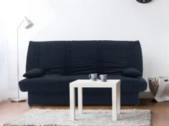 Canapé Convertible Clic-clac 100% Coton Avec Coffre De Rangement FARWEST II - Bleu Foncé Coussins Bleu Foncé