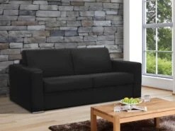 Canapé 3 Places Convertible Express 100% Cuir De Buffle Noir Matelas 18 Cm DELECTEA II 23 Canapé 3 Places Convertible Express 100% Cuir De Buffle Noir Matelas 18 Cm DELECTEA II -Accueil-Canapé canape 406149