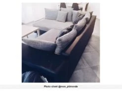 Canapé D'angle Convertible Tissu Et Simili KUOPIO - Gris Et Noir - Angle Droit -Accueil-Canapé canape 406207