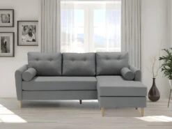 Canapé D'angle Réversible En Tissu FLEN - Gris Clair