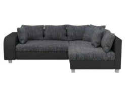 Canapé D'angle Convertible Tissu Et Simili KUOPIO - Gris Et Noir - Angle Droit -Accueil-Canapé canape 425745