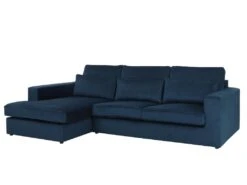 Canapé D'angle Gauche En Velours Bleu MONDOVI -Accueil-Canapé canape 427375