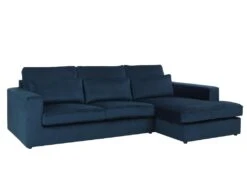 Canapé D'angle Droit En Velours Bleu MONDOVI -Accueil-Canapé canape 427383