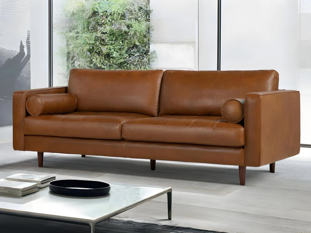 Canapé 3 Places 100% Cuir Supérieur VLADIMIR - Marron Vintage 3 Canapé 3 Places 100% Cuir Supérieur VLADIMIR - Marron Vintage