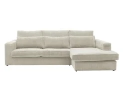 Canapé D'angle Droit En Velours Côtelé Crème MONDOVI -Accueil-Canapé canape 436311