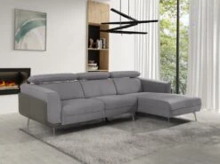 Canapé D'angle Fixe ALSENO - Gris - Angle Droit