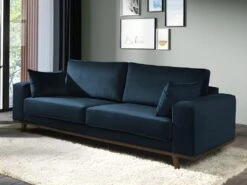 Canapé 3 Places Velours RIVIANO - Bleu Nuit -Accueil-Canapé canape 439433