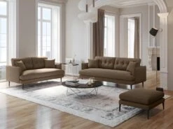 Canapé 3 Places GANESH En Microfibre Aspect Cuir Vieilli