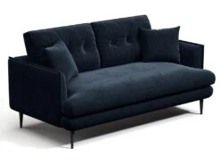 Canapé 2 Places En Velours GANESH - Bleu Nuit -Accueil-Canapé canape 443319