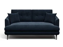Canapé 2 Places En Velours GANESH - Bleu Nuit -Accueil-Canapé canape 443321