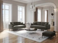 Canapé 2 Places En Velours GANESH - Anthracite