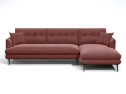 Canapé D'angle En Velours GANESH - Vieux Rose - Angle Droit