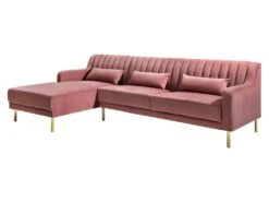 Canapé D'angle MEYREUIL En Velours - Vieux Rose - Angle Gauche -Accueil-Canapé canape 448947