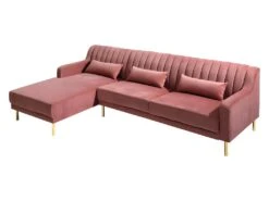 Canapé D'angle MEYREUIL En Velours - Vieux Rose - Angle Gauche -Accueil-Canapé canape 448949