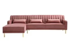 Canapé D'angle MEYREUIL En Velours - Vieux Rose - Angle Gauche -Accueil-Canapé canape 448951