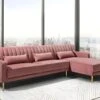 Canapé D'angle MEYREUIL En Velours - Vieux Rose - Angle Droit