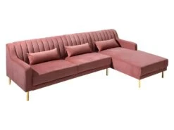 Canapé D'angle MEYREUIL En Velours - Vieux Rose - Angle Droit -Accueil-Canapé canape 448963