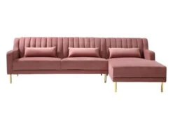 Canapé D'angle MEYREUIL En Velours - Vieux Rose - Angle Droit -Accueil-Canapé canape 448971