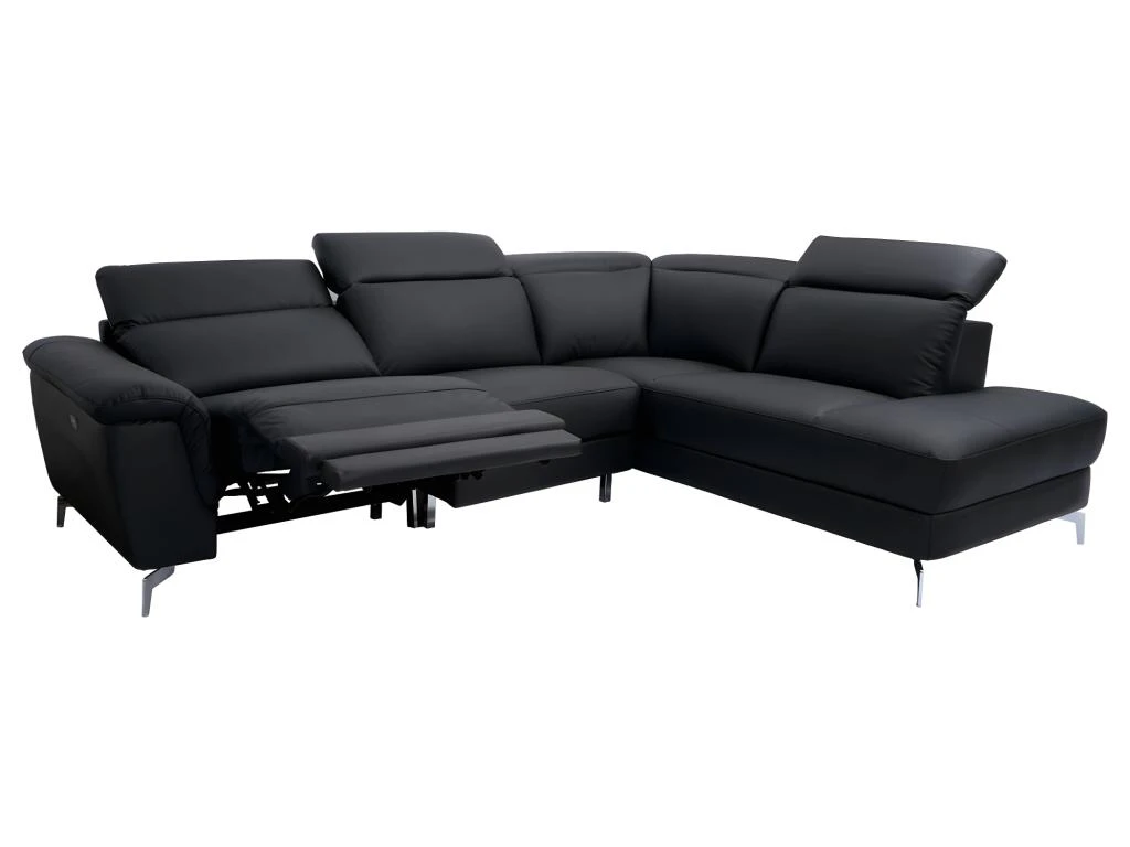 Canapé D'angle Relax électrique En Cuir OLBIA - Noir - Angle Droit 4 Canapé D'angle Relax électrique En Cuir OLBIA - Noir - Angle Droit – Image 2