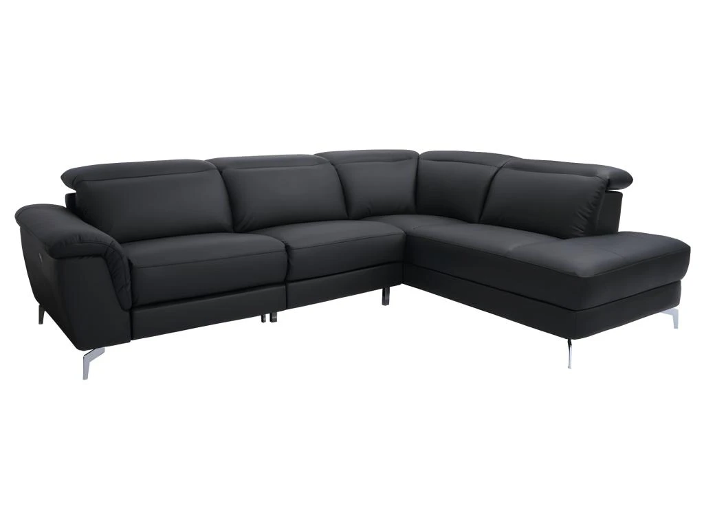 Canapé D'angle Relax électrique En Cuir OLBIA - Noir - Angle Droit 5 Canapé D'angle Relax électrique En Cuir OLBIA - Noir - Angle Droit – Image 3