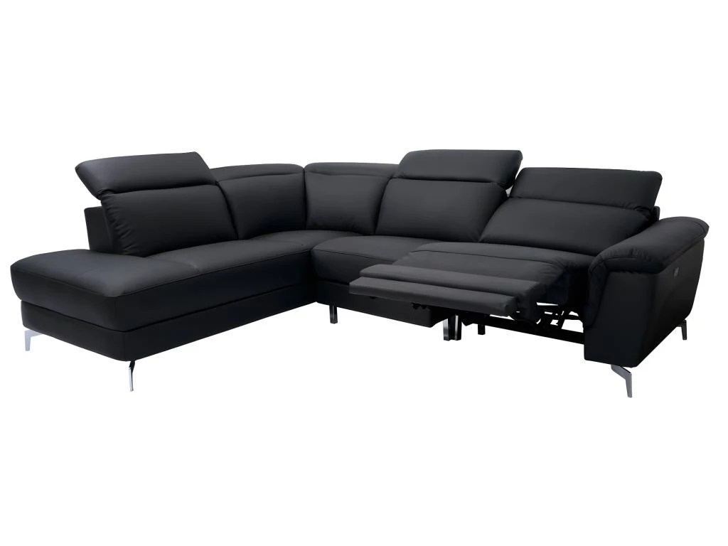 Canapé D'angle Relax électrique En Cuir OLBIA - Noir - Angle Gauche 4 Canapé D'angle Relax électrique En Cuir OLBIA - Noir - Angle Gauche – Image 2